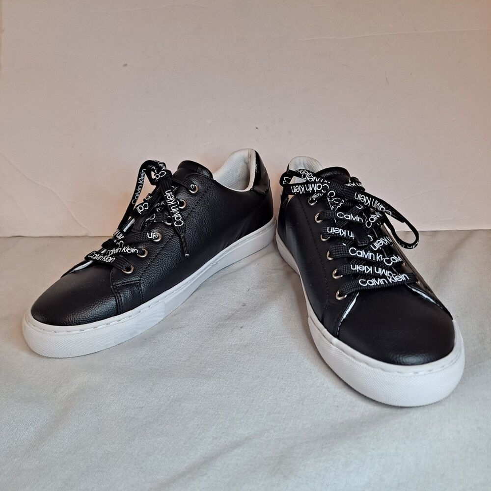 Calvin Klein Ciyan Sneakers Womens Size 9.5M Black Faux Leather